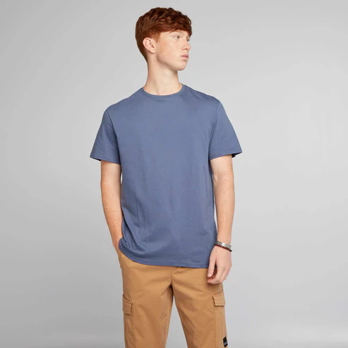 Plain Short-sleeved T-shirt-blue
